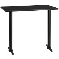 Flash Furniture XU-BLKTB-3048-T0522B-GG 48" Rectangular Black Laminate Table Top with 22" Bar Height Table Base